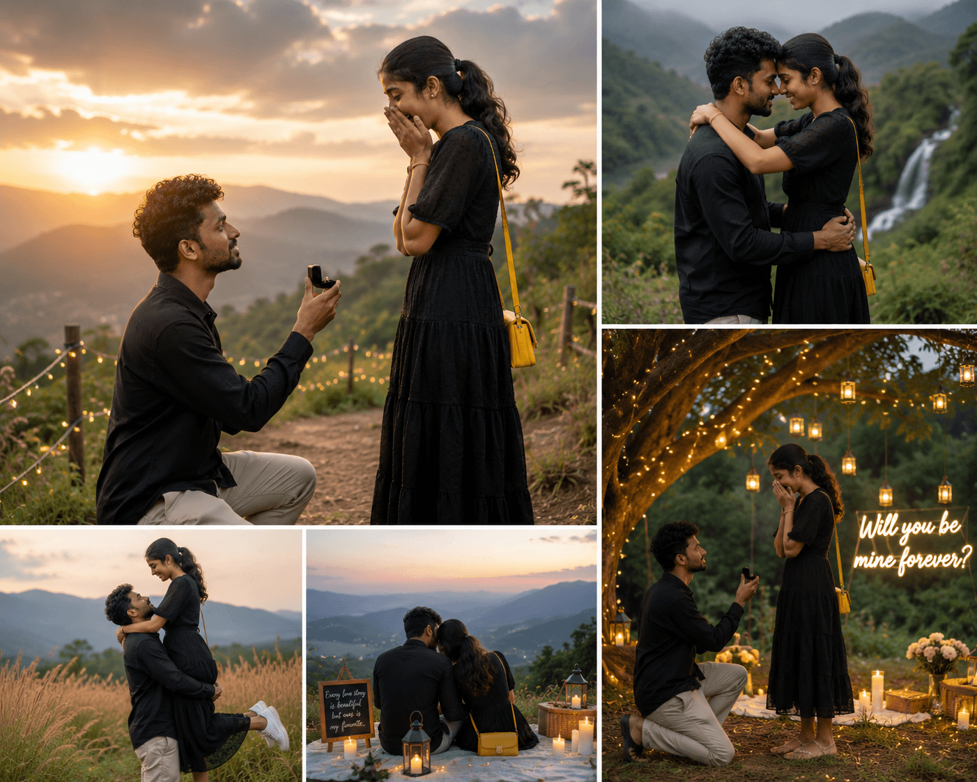 A collage of romantic sunset memories